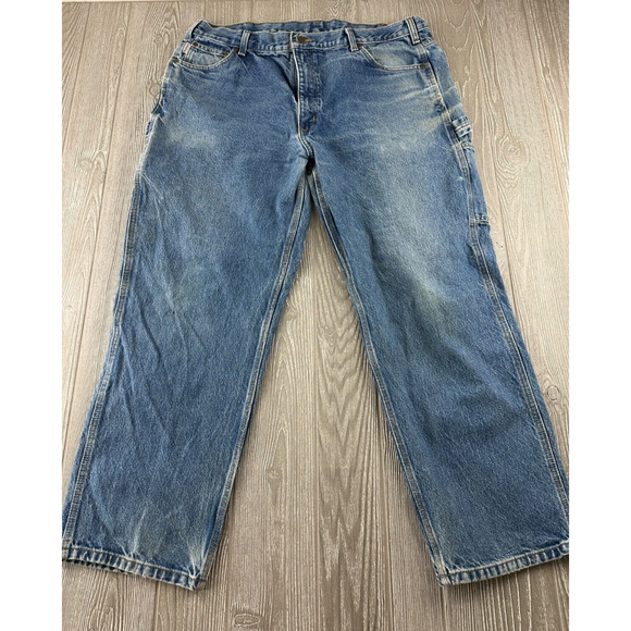 Carhartt Carpenter Jeans Light Wash Men's 42X30 Workwear B171-DST Relaxed Fit - Picture 1 of 11